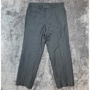 Faconnable Mens Charcoal Gray 100% Wool Dress Pants Flat Front Size 34/44
